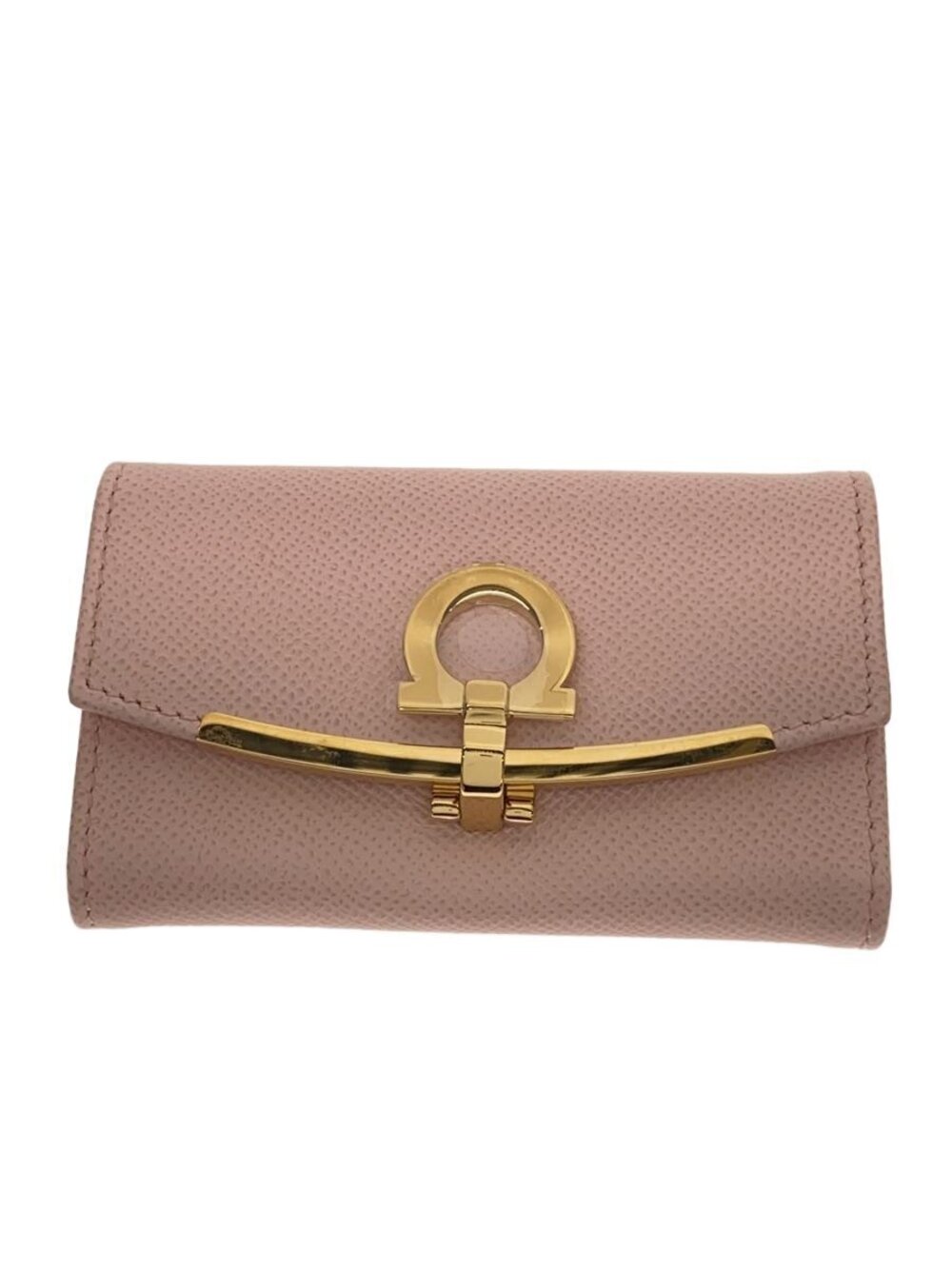 Salvatore Ferragamo Key Case Wallet Leather Pink Gancini Hooks